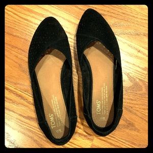 Toms black perforated suede Jutti flats